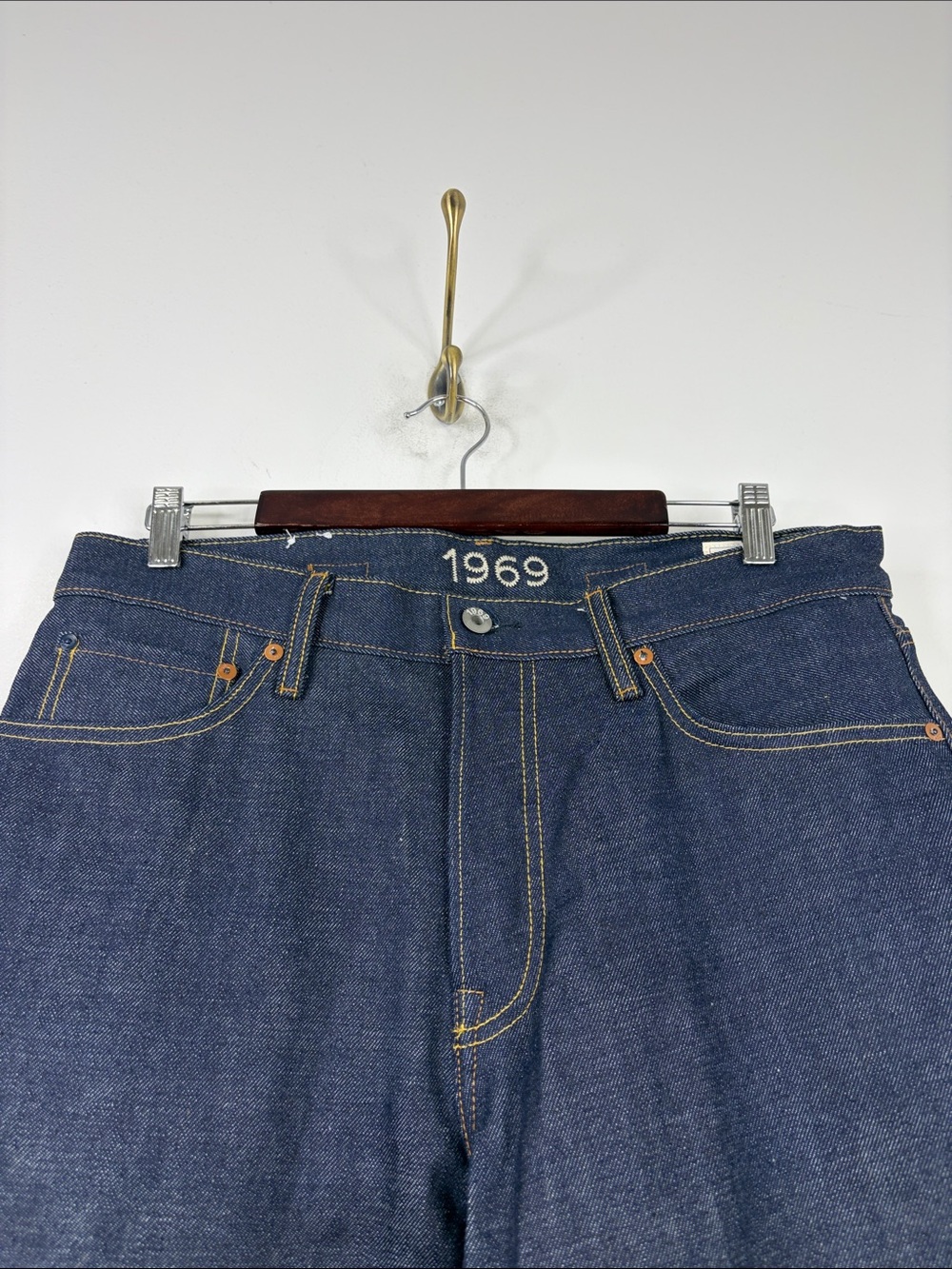 Gap Selvedge Jeans Men 32 x 33 Dark Indigo Blue Cotton Straight Leg Standard Fit - Picture 3 of 16